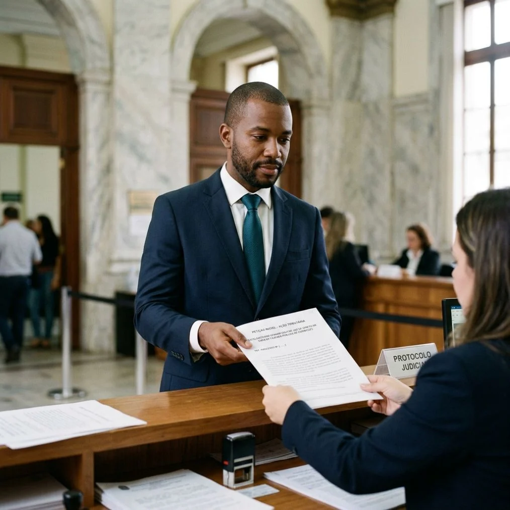 Ações tributárias e mandado de segurança na esfera judicial.